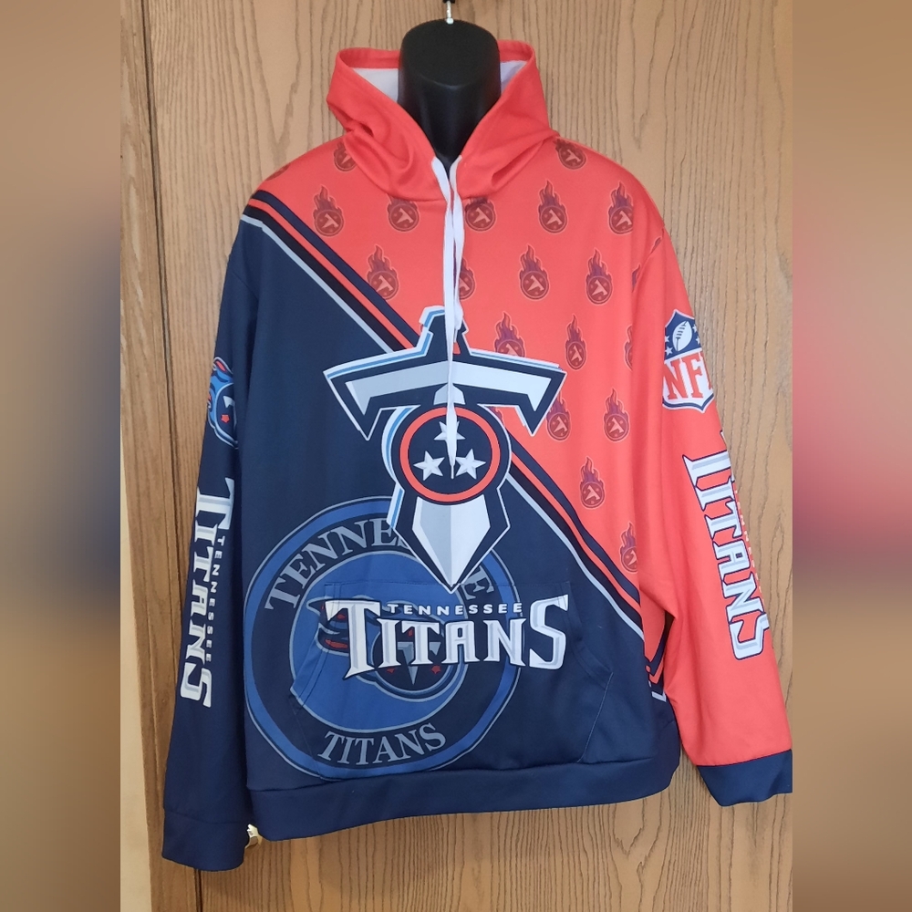 Tennessee Titans Mens 3D Graphic Print Blue and Red Hoodie